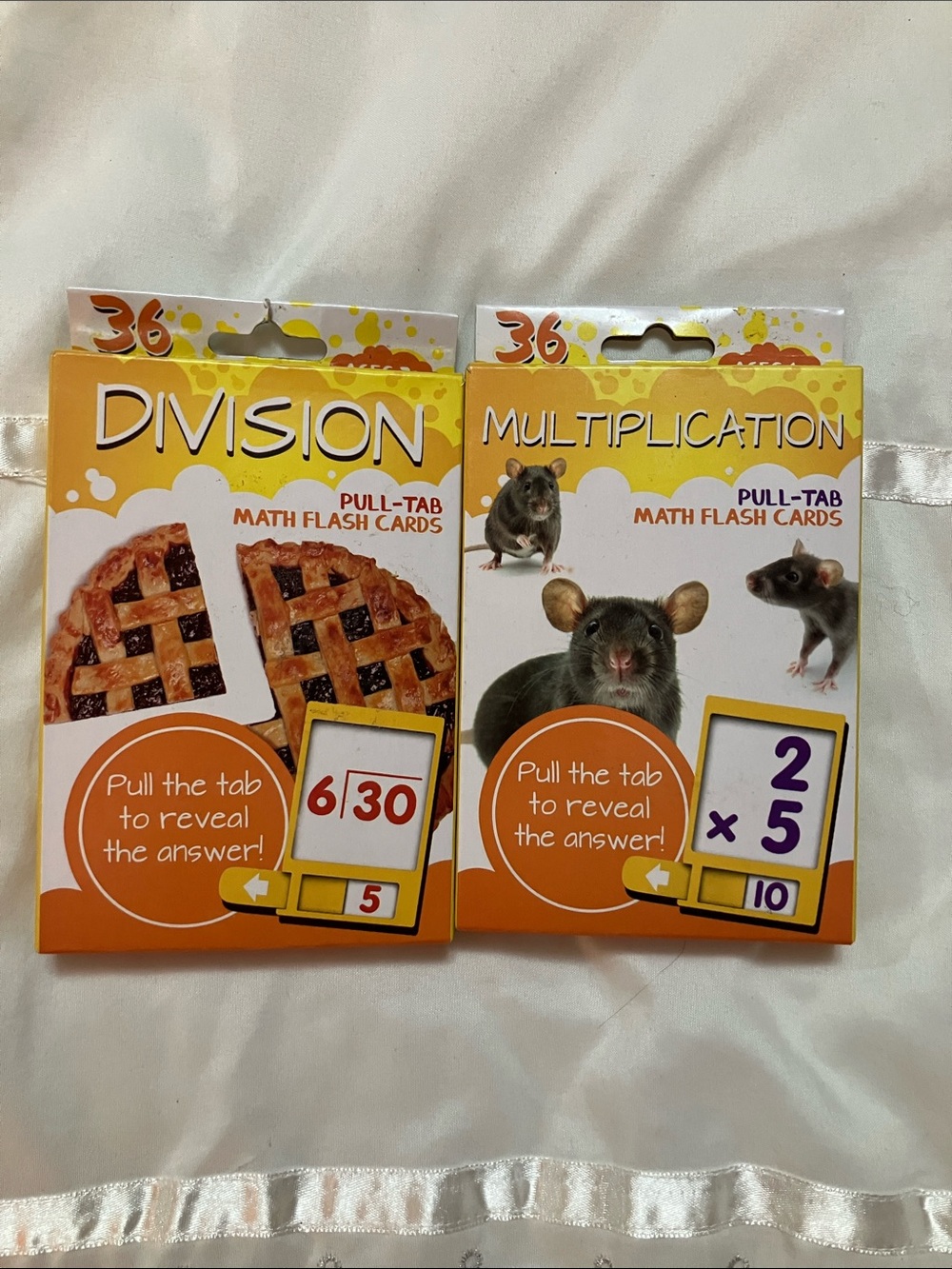 Division & Multiplication Pull-Tab Math Flash Cards - Orange